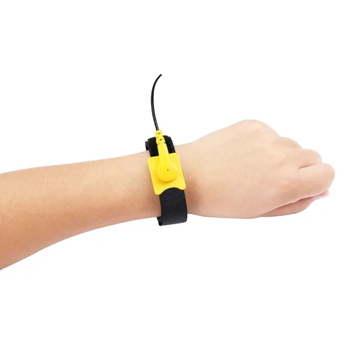 Vista 8 de Correa de muñeca antiestática, pulsera de conexión a tierra antiestática de 11 pulgadas con clip de cocodrilo y cable largo extensible, se adapta a