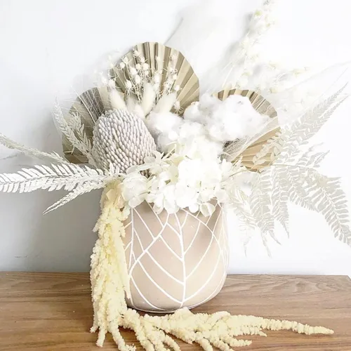 Vista 4 de Glicrili 5 piezas de flores colgantes de glicinia en color crema y blanco - Flores de Amaranthus en crema preservadas y secas para ramo de boda