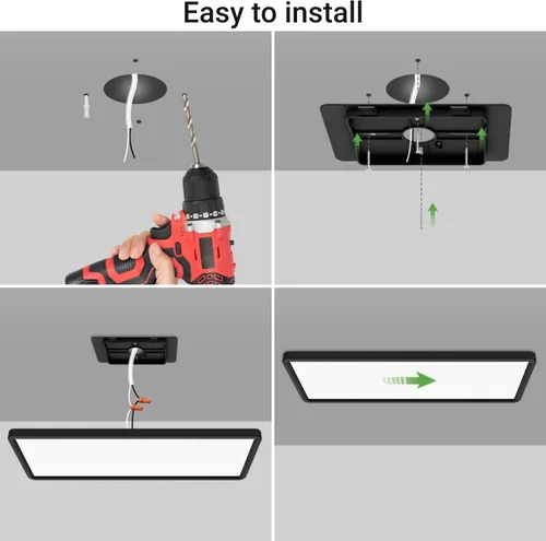 Vista 7 de zemty Luz LED de panel plano con control remoto de 22.8 x 7.8 pulgadas, 32 W, 3500 lúmenes, temperatura de color 3000 K-6500 K, lámpara de techo