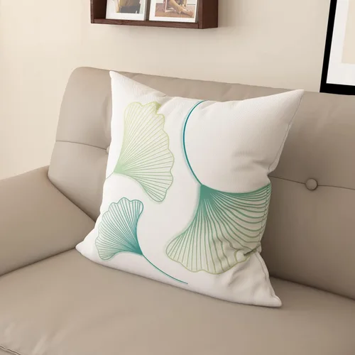 Vista 15 de Funda de almohada de mezcla de algodón y lino de estilo nórdico con patrón de hojas de ginkgo, funda de cojín para sofá del hogar, funda de almohada