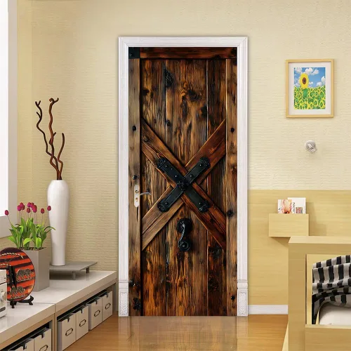 Vista 38 de Adhesivos 3D para puerta, murales para despegar y pegar, puerta de madera, papel tapiz autoadhesivo, extraíble, PVC, impermeable, póster para Puerta