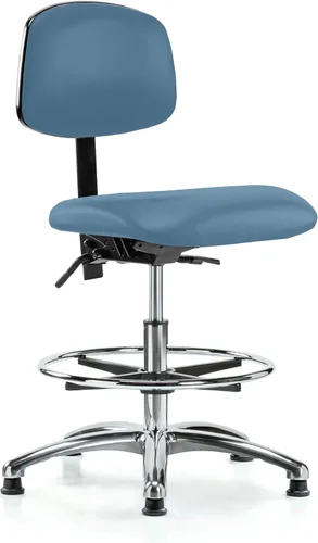 Vista 76 de Perch - Silla de laboratorio con ruedas cromadas con soporte de respaldo ajustable, altura del escritorio de 17 a 22 pulgadas, tela negra