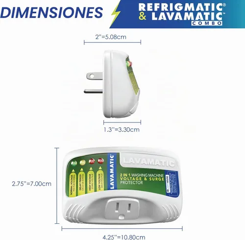 Vista 7 de Combo de dos protectores electrónicos de voltaje y sobretensión: protege tu refrigerador y lavadora contra altos y bajos voltajes, caídas de voltaje