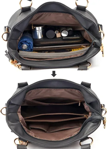 Vista 5 de Qiyuer Juego de carteras y carteras para mujer, bolso grande con cartera, 3