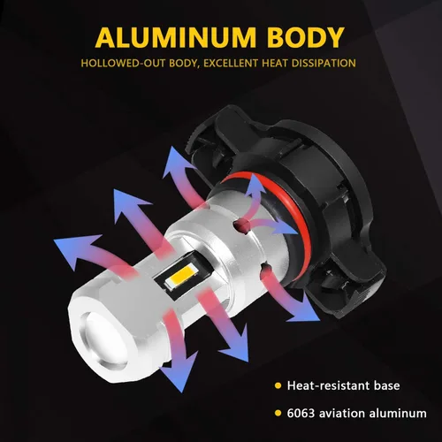 Vista 3 de PHINLION PSX24W 2504 - Bombillas LED amarillas antiniebla de 3800 lúmenes súper brillantes CSP 12276, reemplazo para lámparas antiniebla de coche