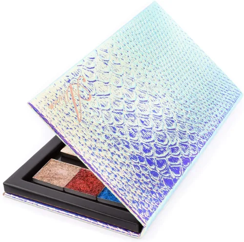 Vista 6 de Allwon Paleta magnética de sirena vacía paleta de maquillaje con espejo y 20 unidades adhesivas vacías de metal para sombra de ojos, lápiz labial