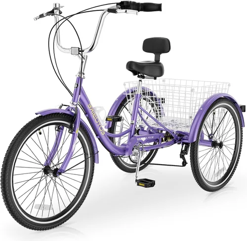 Vista 22 de MOPHOTO Triciclos para adultos, tres ruedas, bicicleta de crucero de 7 velocidades, triciclos para adultos de 20/24/26 pulgadas, ruedas bajas