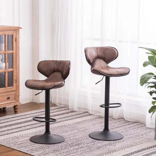 Vista 11 de Roundhill Furniture Masaccio Weathered Grey Airlift - Taburete giratorio ajustable con base cromada, juego de 2 Gris(Weathered Gray)