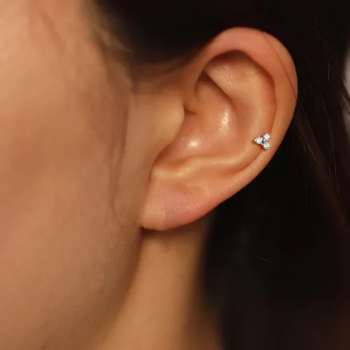 Vista 3 de Mooncrush Jewelry 16G G23 Solid Titanium Cartilage Earring Stud Internally Threaded Medusa Lip Ring Flat Back Tragus Helix Piercing Jewerly Surgical