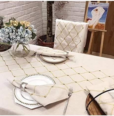 Vista 8 de Bringsine - Mantel de lino lavable, diseño vintage, varios tamaños