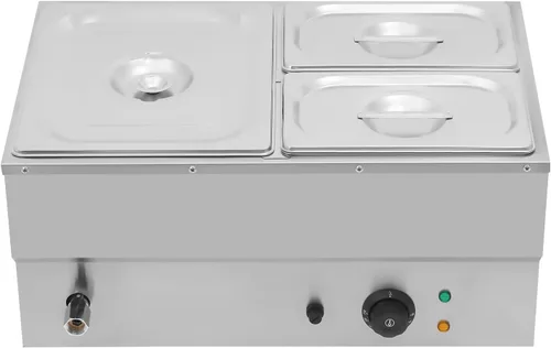 Vista 15 de DYNAMI Calentador de alimentos para bufé comercial de 110 V, mesa de vapor eléctrica grande de acero inoxidable de 3 bandejas con diseño