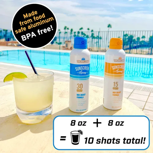 Vista 3 de GoPong Botella de aerosol de aluminio con petaca de protector solar (473 ml en total) - Petacas de alcohol ocultas para viajes – Contenedores