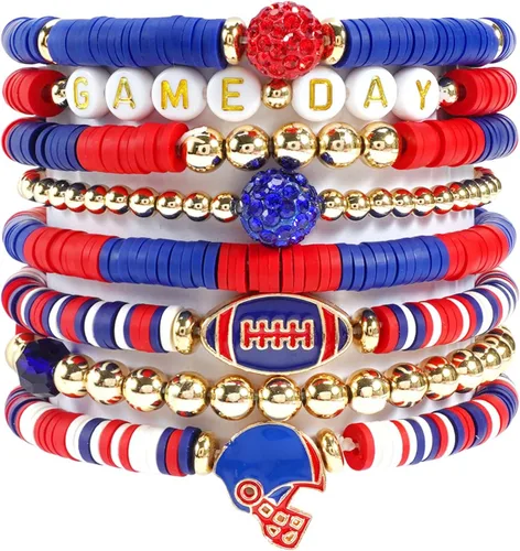 Vista 23 de Ardorchid Pulseras de Halloween para Mujeres Calabaza Fantasma Esqueleto Murciélago Calavera con Cuentas Apilables Elásticas Rugby Acción de Gracias