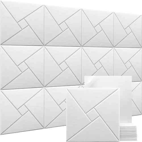 Vista 2 de of 12 Soundproof Foam Tiles Square Adhesive Wall Panel Polyester Panel Foam Panels Panels White