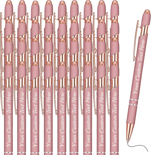 Vista 16 de Hasta 500 bolígrafos personalizados a granel con lápiz capacitivo, grabado, juego de bolígrafos con tu nombre, texto para mujeres de negocios