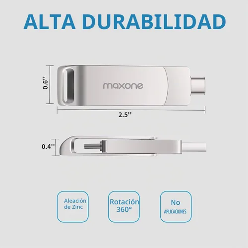 Vista 4 de Maxone Unidad flash USB tipo C de 128 GB con tecnología 3.1 - Memoria USB 2 en 1 de doble unidad OTG de alta velocidad compatible con Android