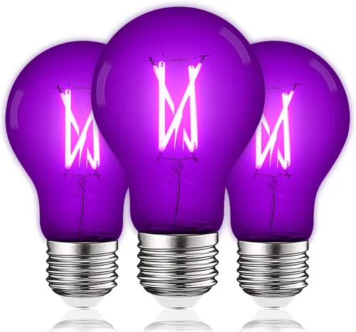 Vista 10 de LUXRITE Bombilla LED A19 Edison verde, 4.5 W (equivalente a 60 W), filamento de vidrio de color, certificación UL, base estándar E26