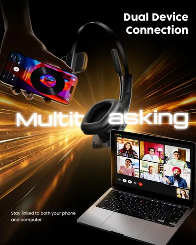 Vista 6 de Auriculares Bluetooth Trucker con base de carga, auriculares inalámbricos manos libres con micrófono de cancelación de ruido y botón de silencio