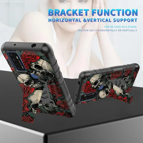 Vista 71 de Funda para AT&T Maestro Max 2021/Cricket Ovation 2 con protector de pantalla de vidrio templado, funda resistente con función atril integrada