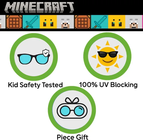 Vista 6 de Sun-Staches Gafas de sol Minecraft de Arkaid Elegantes, cómodas y duraderas con protección UV para niños con funda de transporte suave, regalos
