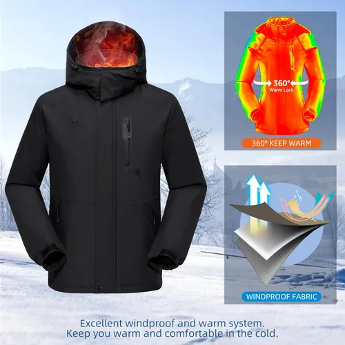 Vista 3 de GOLDEN CAMEL Men's Winter Jacket Windproof Ski Snow Jacket Waterproof Thicken Parka Rain Jacket Warm Puffer Coat