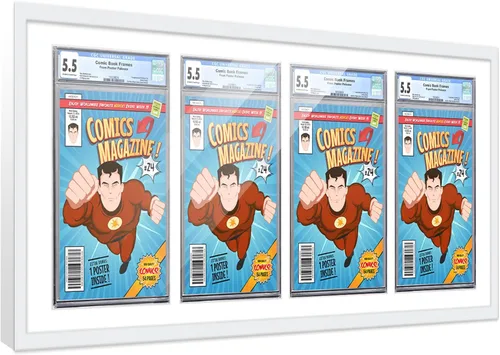 Vista 52 de Poster Palooza Marco de cómics con paspartú para 1 cómic de grado CGC, CBCS o PGX, marco de cómic de bronce para cómic de 8.125 x 13 pulgadas