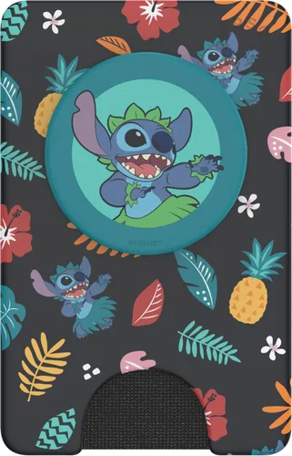 Vista 6 de Cartera para teléfono PopSockets con soporte expandible, tarjetero, Disney - Patrón Aloha de Stitch