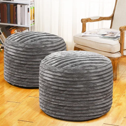 Vista 9 de Teenyyou 2 Piezas Funda de Puf Sin Relleno de 20 x 15 Pulgadas Reposapiés Otomán - Sin Relleno, Piel Sintética de Conejo Taburete Reposapiés Puf