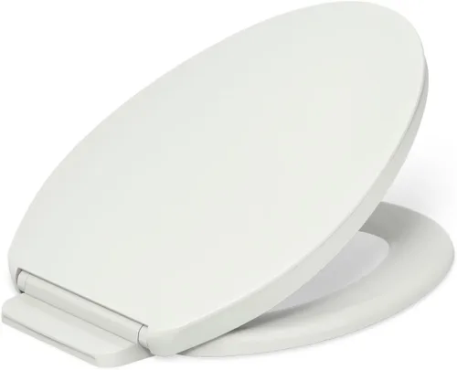 Vista 22 de KOHLER K-26801-0 Impro ReadyLatch Quiet Close Elongated Toilet Seat, White Toilet Seat, Grip-Tight Bumpers, New Home Essentials, Slam Prevention