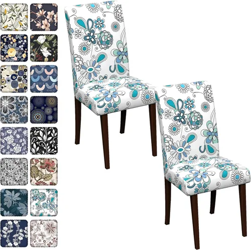 Vista 56 de Fundas para sillas de comedor CoSofSLIP, juego de 2, fundas estampadas elásticas antideslizantes, fundas extraíbles y lavables para sillas