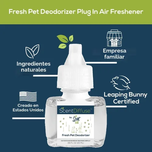 Vista 2 de ScentDiffuse - Kit de iniciación desodorizante para olores de mascotas, 2 recambios + difusor