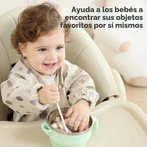 Vista 5 de Weaning Bib with Long Sleeves & BLW, Soft and Skin-Friendly