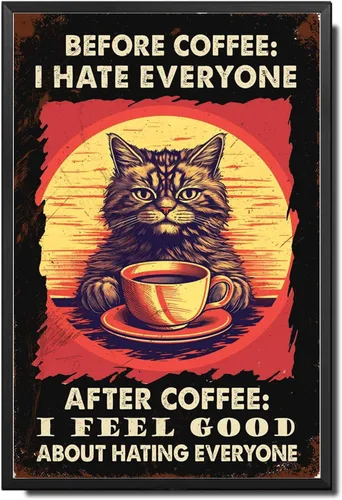 Vista 7 de Lygond Letrero de metal con texto en inglés «Bear That's What I Do I Drink Coffee I Hate People and I Know Things», decoración de invernadero