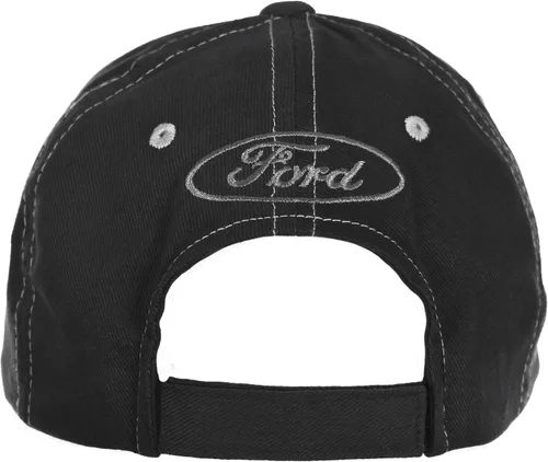 Vista 4 de Gorra de tela ajustable para hombre Ford Mustang con diseño de bandera a cuadros