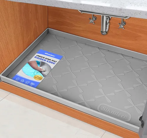 Vista 10 de SIKADEER Tapete impermeable de 19 x 19 pulgadas para debajo del fregadero, tapete de silicona para estante de cajones de cocina y revestimiento