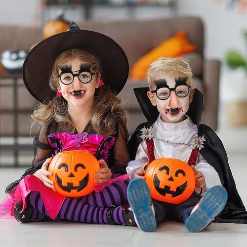 Vista 4 de Gafas de disfraz con divertidas cejas de nariz, nariz y anteojos, disfraz clásico, bigote, recuerdos de fiesta para disfraz de Halloween, fiestas