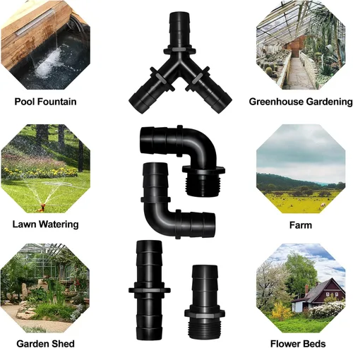 Vista 6 de LONGRUN Adaptador de manguera de PVC de 1.2 pulgadas macho x 1 pulgada, manguera de jardín, conector rápido para fuente de piscina en cascada con 2