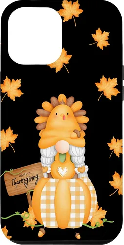 Vista 10 de Funda para iPhone 12 mini de Acción de Gracias de Gnomo, hojas de otoño a cuadros