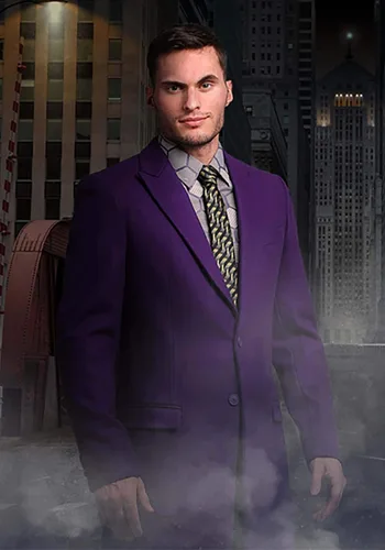 Vista 5 de THE JOKER Suit Overcoat Polyblend Button Closure Overcoat, Purple Joker Costume Overcoat for Men