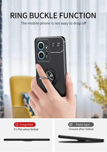 Vista 8 de Funda Para Xiaomi Redmi Note 12 4G (6.67"), Con [ 1 x Protector De Cristal De Pantalla], KJYF Soporte De Anillo Giratorio De 360 ° Cubierta
