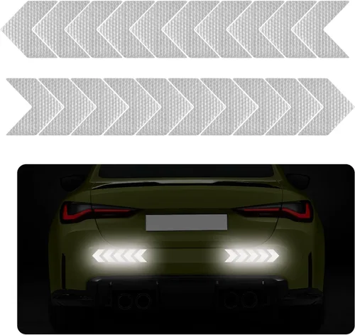 Vista 9 de 20 piezas de calcomanías reflectantes con flecha para coches, impermeables, señal de advertencia de seguridad, calcomanía reflectante, alta