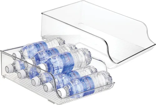 Vista 10 de Organizador de botellas de agua iDesign para refrigerador o despensa - Transparente - Fabricado en EE. UU