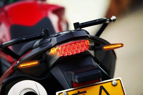 Vista 3 de Intermitente intermitente de motocicleta intermitente ámbar que fluye secuencial lámpara universal (paquete de 4)