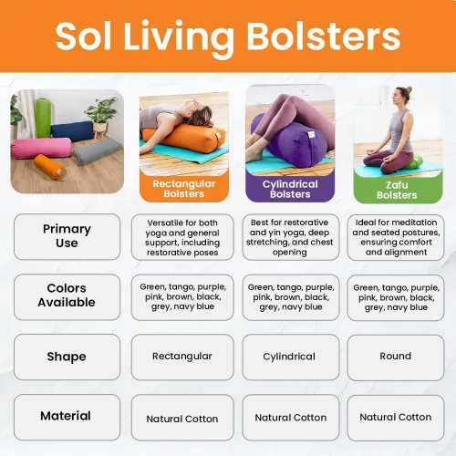 Vista 131 de Sol Living Almohada de yoga rectangular para meditación, accesorios de meditación de algodón, almohada de meditación restaurativa de yoga, almohada