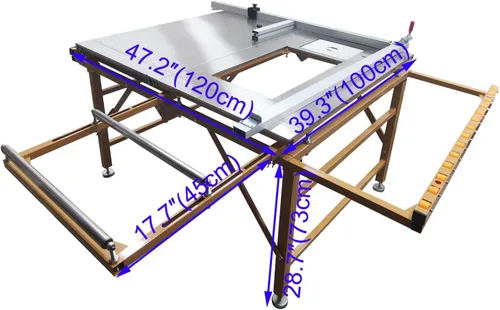 Vista 5 de Sierra de mesa con soporte para cortar madera con altura de hoja ajustable para fabricación de muebles, carpintería plegada y corte diagonal de 45°