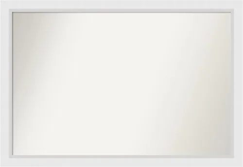 Vista 146 de Amanti Art Espejo de baño blanco para sobre el fregadero, 24 x 26 pulgadas, espejo rectangular blanco y blanco, marco de madera contemporáneo