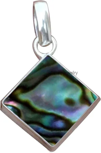 Vista 8 de Colgante de plata de ley 925 maciza para hombres y mujeres, auténtico ónix negro plano, cuadrado, colgante único hecho a mano para ella y él