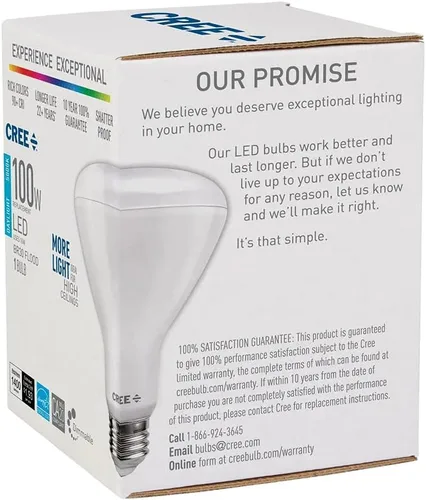 Vista 7 de Bombilla LED Cree TBR30-06550FLFH25-12DE26-1-E1 BR30 equivalente a 65 W, luz diurna