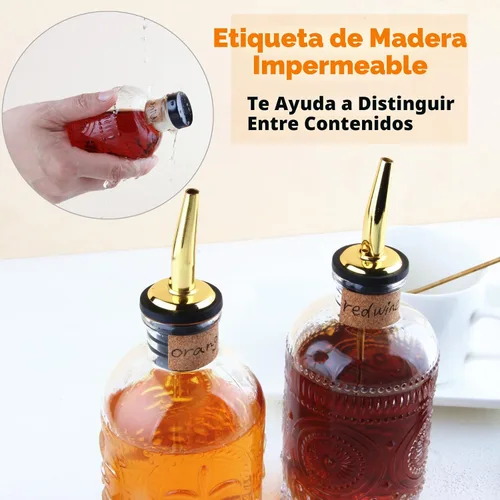 Vista 7 de Shining Craft Juego de botellas dispensadoras de jarabe, paquete de 4 botellas de 7 onzas con boquilla de metal y etiquetas para jarabes, SC055