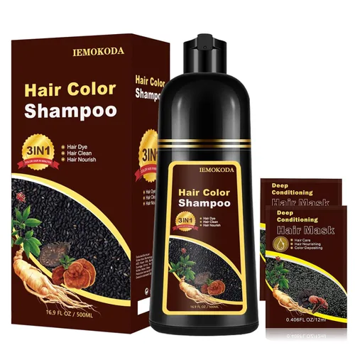 Vista 9 de Champú de tinte para cabello negro para cabello gris, champú instantáneo de color de cabello, champú de larga duración, champú para cabello negro